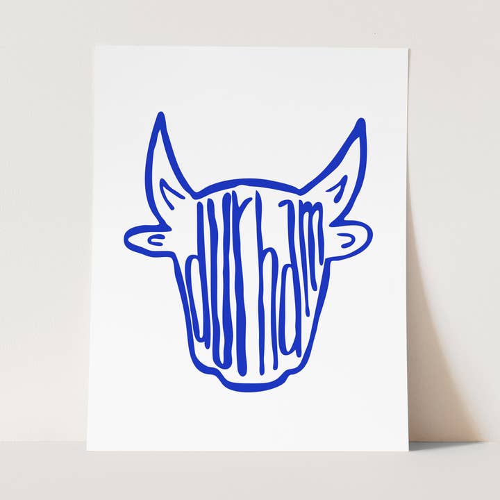 BrightKind Creative - Wholesale Art Print - Durham Bull Art Print | 8x10 Hand-Drawn Bull City Design0