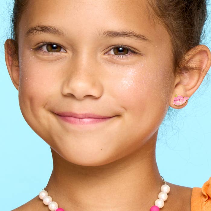 Girl Nation - Wholesale Oorbellen - Kinderen - Glitter Roze Narwal | Schattige Oorknopjes voor Kinderen1