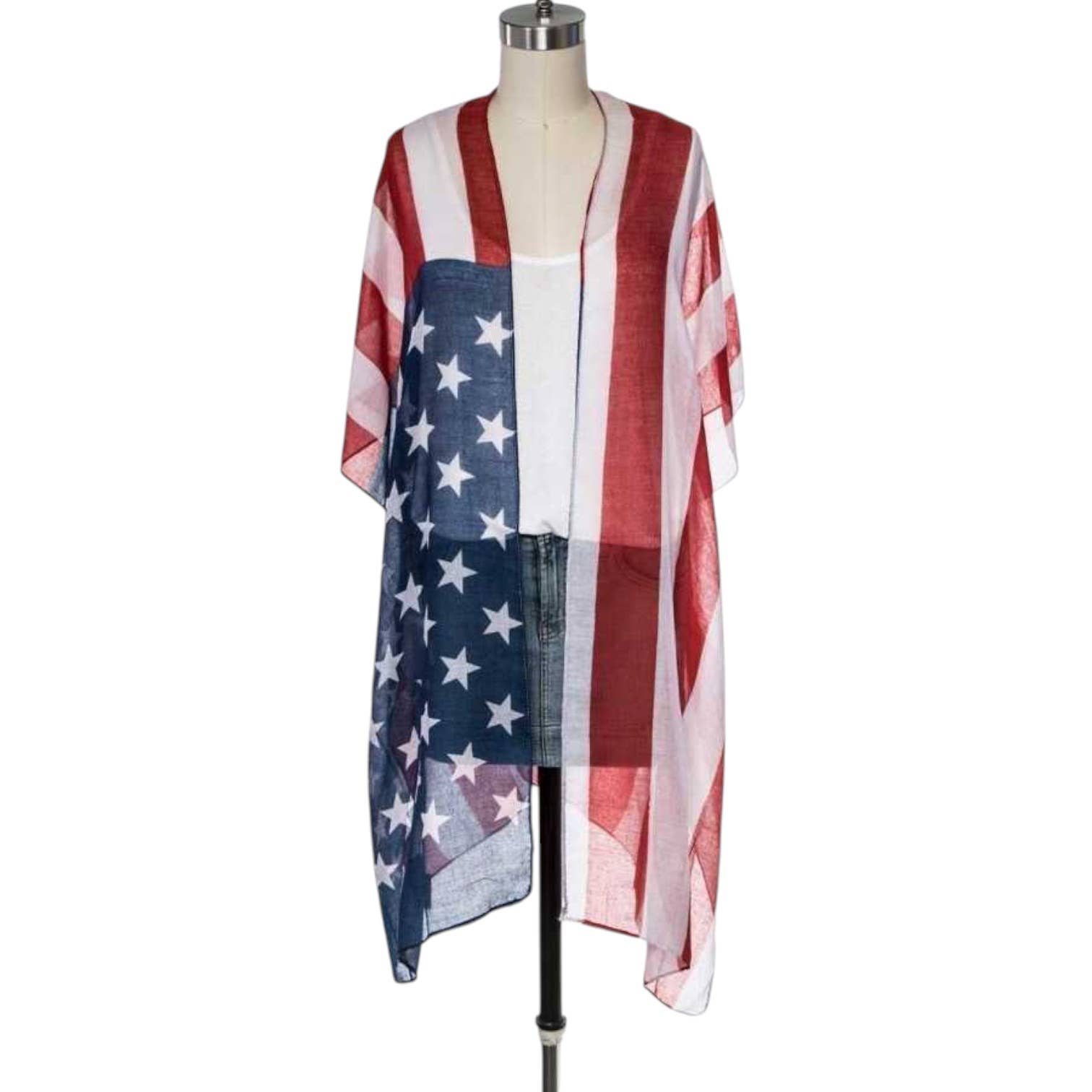U S A American Flag Printed Kimono for wholesale on Faire0