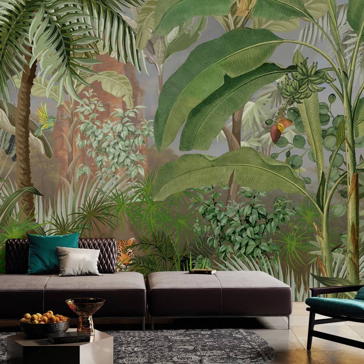 GK Home Decor - Wholesale Wallpaper - Jungle Adventure Vibrant Wildlife Mural with Lush Greenery5