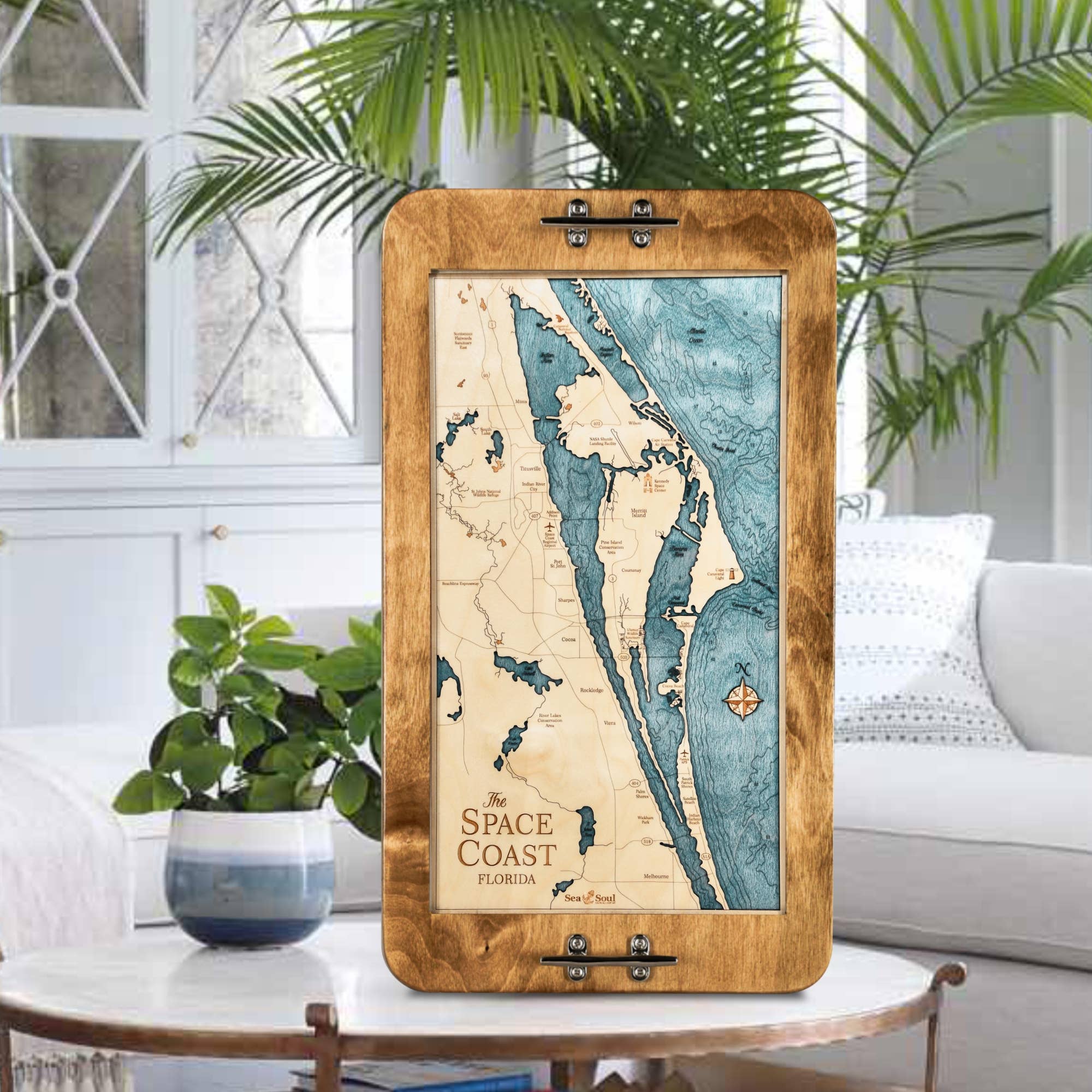 Sea & Soul Nautical Chart Art – Großhandel Serviertabletts – Küsten-Florida Nautische 3D-Holzkarte Serviertablett & Wandkunst32