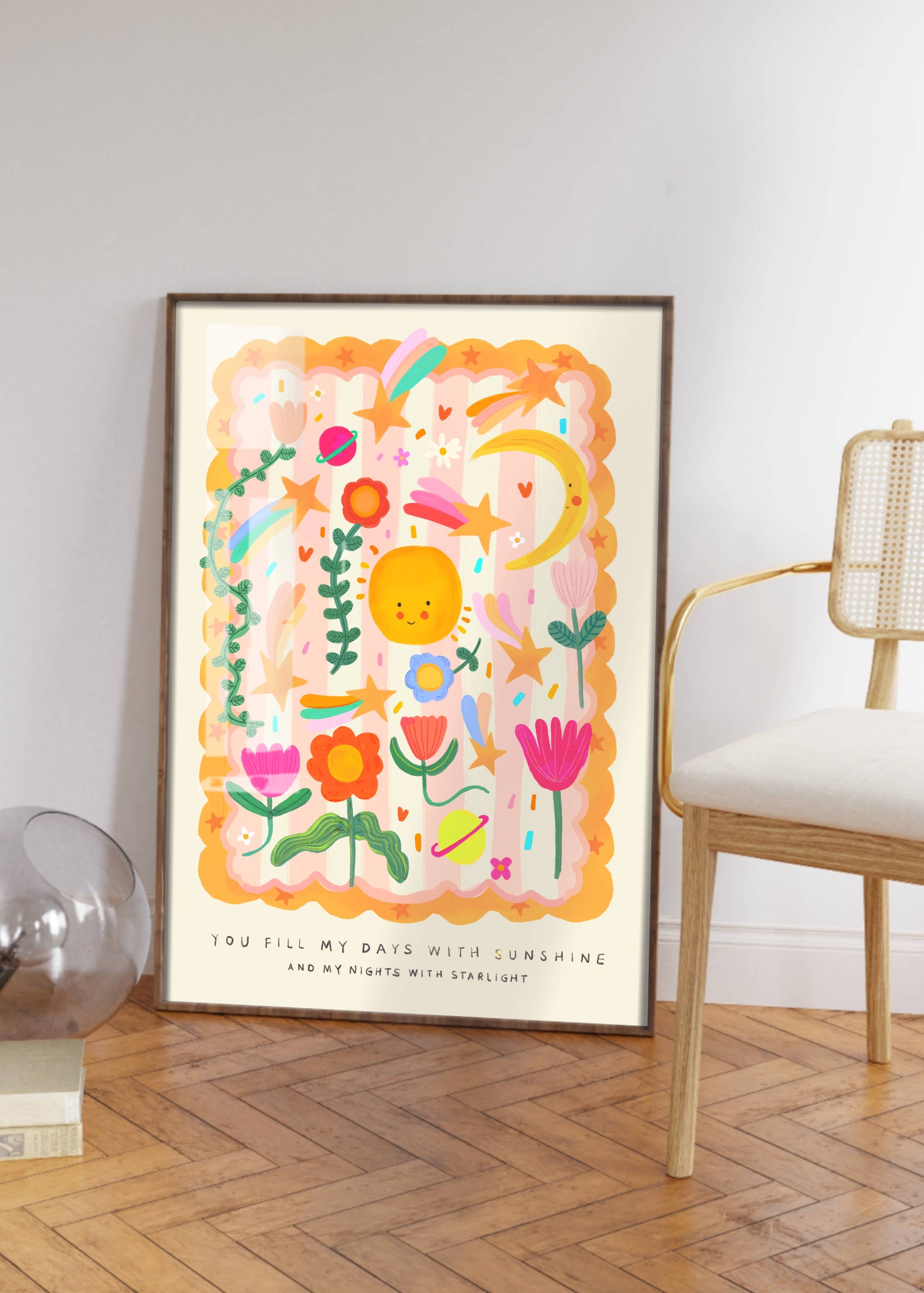 Kate Fox Design – wholesale Art print – Kids & baby – Sun and Stars, Children’s Room, Bright and Colourful,2