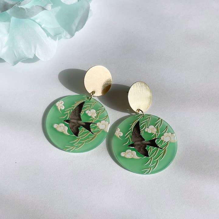 Pearl and Ivy Studio - Wholesale Dangle Earrings - Bird statement earrings vintage style - Soaring3