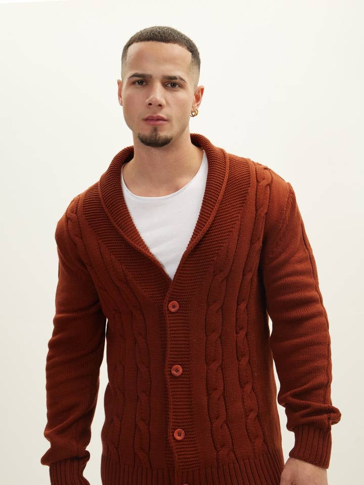 Herenvest met vier knopen - Oranje voor wholesale door Ron Tomson