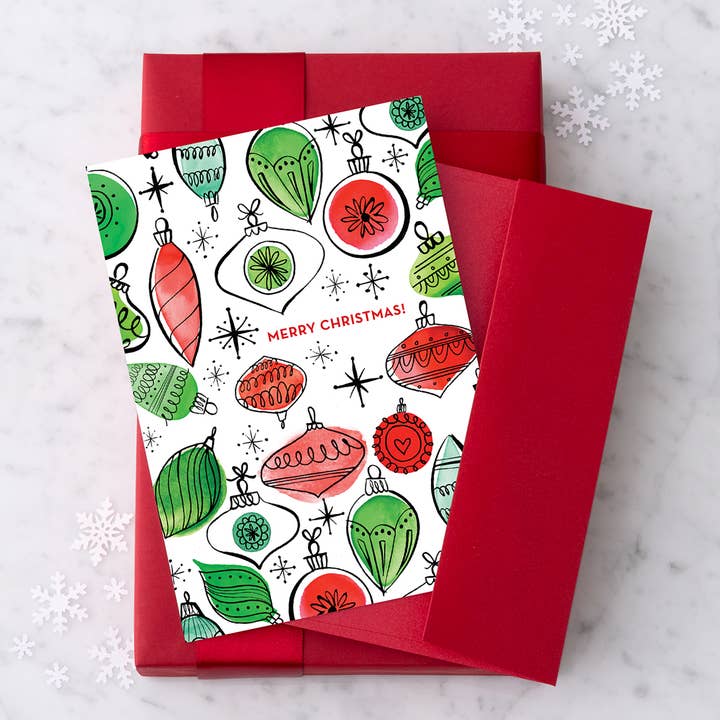 „Glædelig jul - Vintage Ornamenter“ Julekort for engroshandel hos Design With Heart