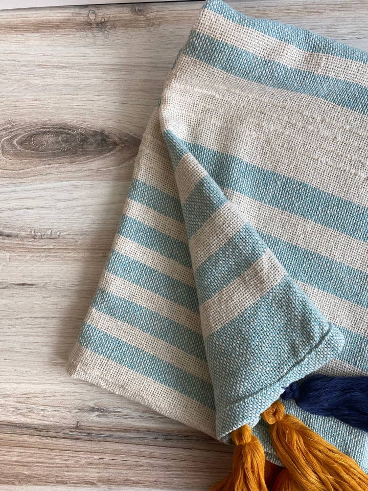 Plaid et couverture à rayures azul pour la vente par Marigold Bazaar