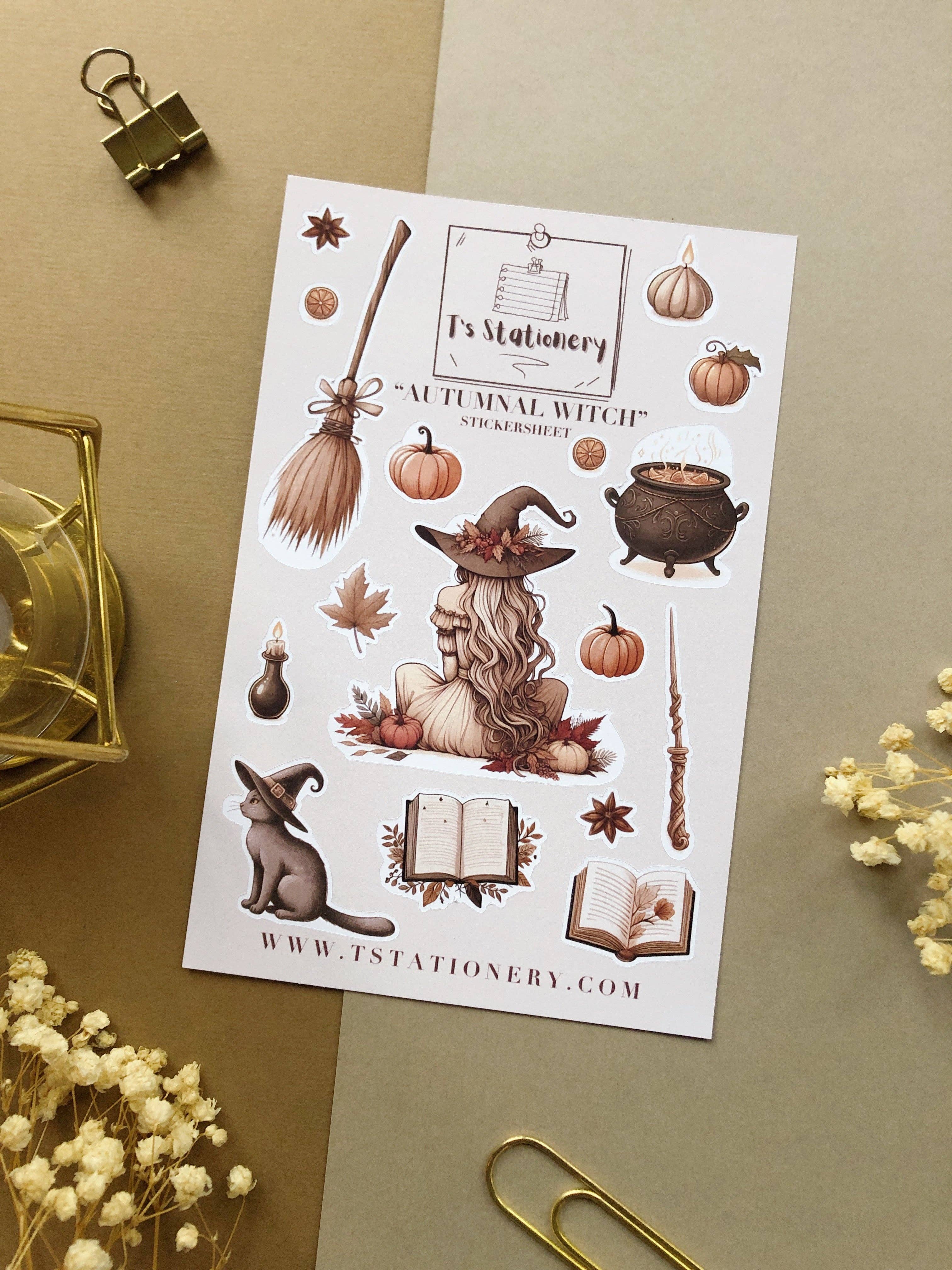 T's Stationery - Wholesale Sticker - "Autumnal Witch" Sticker Sheet1