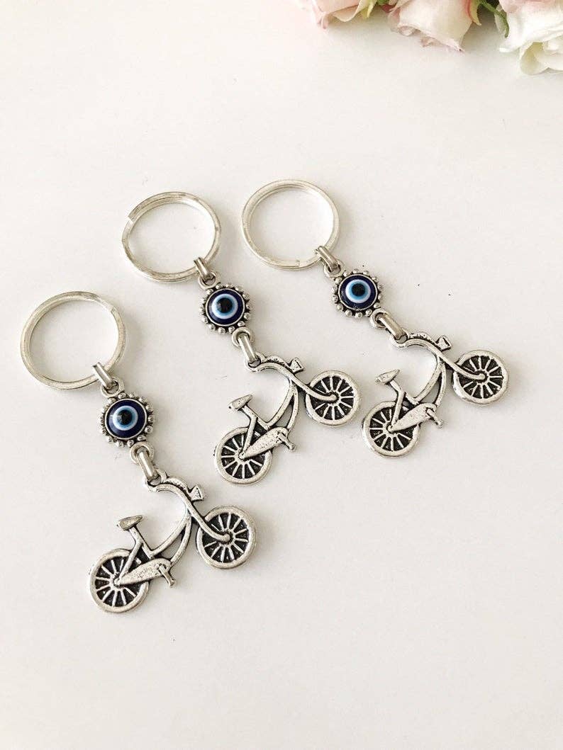Evileyefavor - Wholesale Keychain - Women's - Bicycle Evil Eye Silver Metal Bike Charm Keychain2