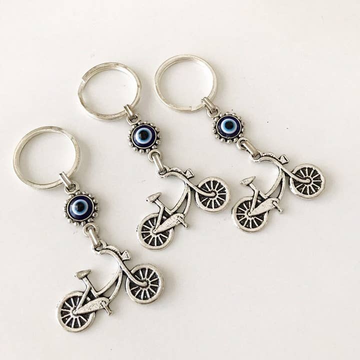 Evileyefavor - Wholesale Keychain – Women's - Bicycle Evil Eye Silver Metal Bike Charm Keychain2