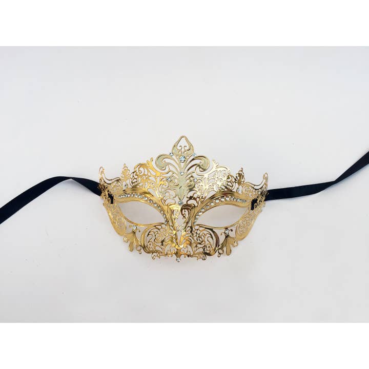 Mardi Gras Creations - Wholesale Costume - Unisex - Whimsical Metal Laser Cut Mask With Fleur De Lis1