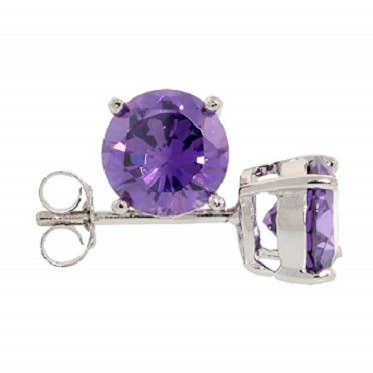 Clous d'oreilles en améthyste véritable plaqué argent sterling 925 pour la vente par FASHIONISTAAA