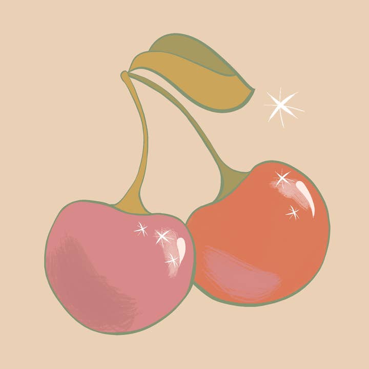 Fresh Cherries Vinyl Sticker for wholesale by Heart in the Woods