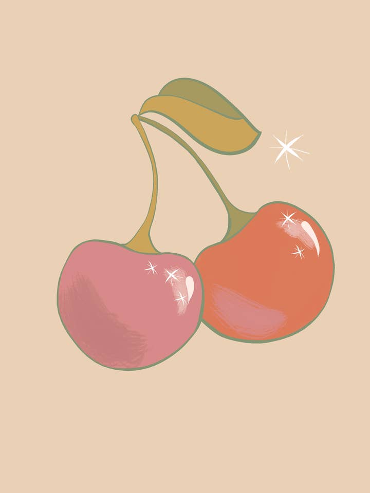 Fresh Cherries Vinyl Sticker for wholesale by Heart in the Woods