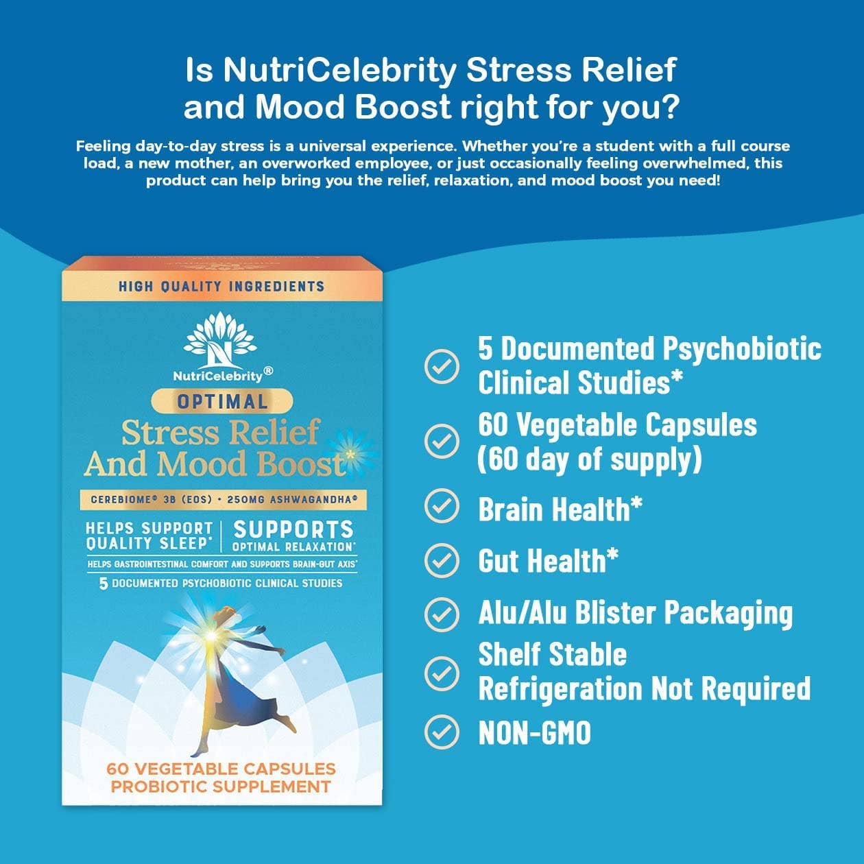 NutriCelebrity - Wholesale Oral Supplement/Vitamin - Nutricelebrity Optimal Stress Relief and Mood Boost Suppleme7