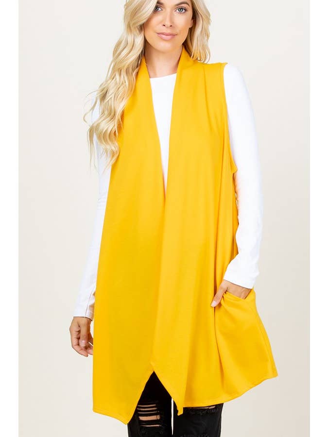 Stylish Wholesale - Wholesale Outerwear Vest - Women's - SOLID DRAPED VEST HMSJ1003-991