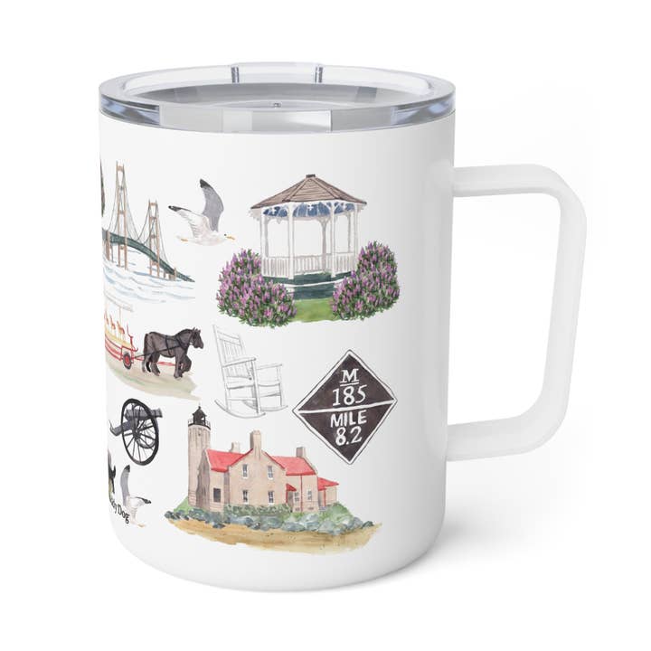 CUSTOM FOR DM: Insulated Travel Mug Mackinac Forever! for wholesale by The Muddy Dog