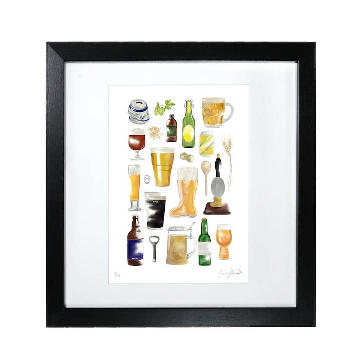 Beer - Framed Kitchen Art Print – Illustrated Beers for wholesale by Corinne Alexander