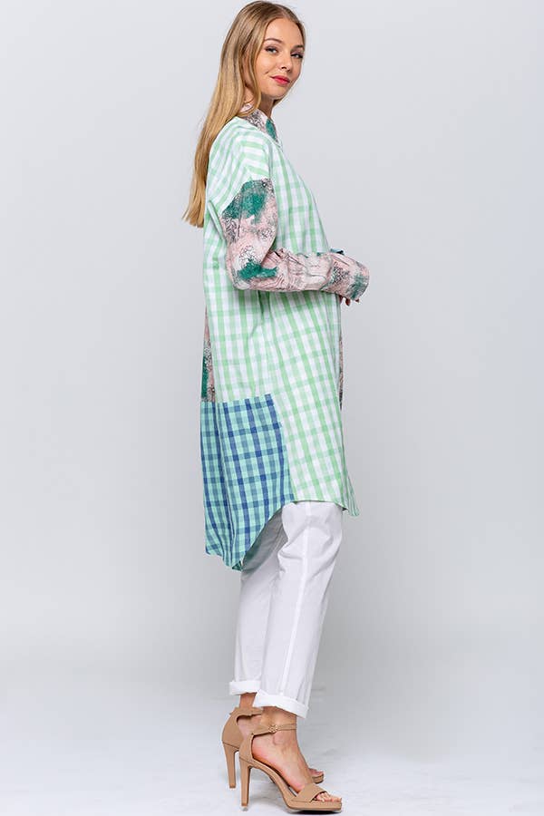 QMP Moda - Wholesale Dress - Women's - PATTERN BLOCKED SHIRT DRESS     10