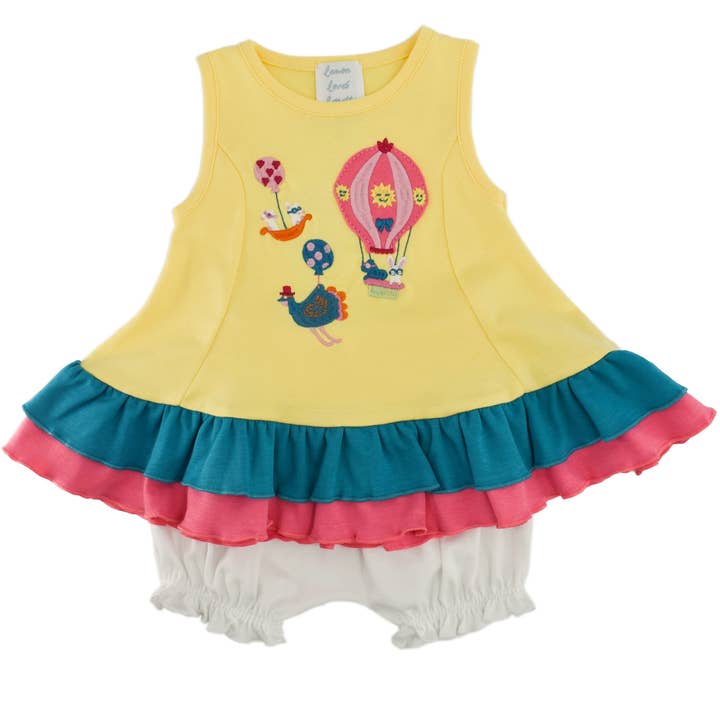 BABY-sunshine hot air balloon dress set for wholesale by Lemon Loves Lime