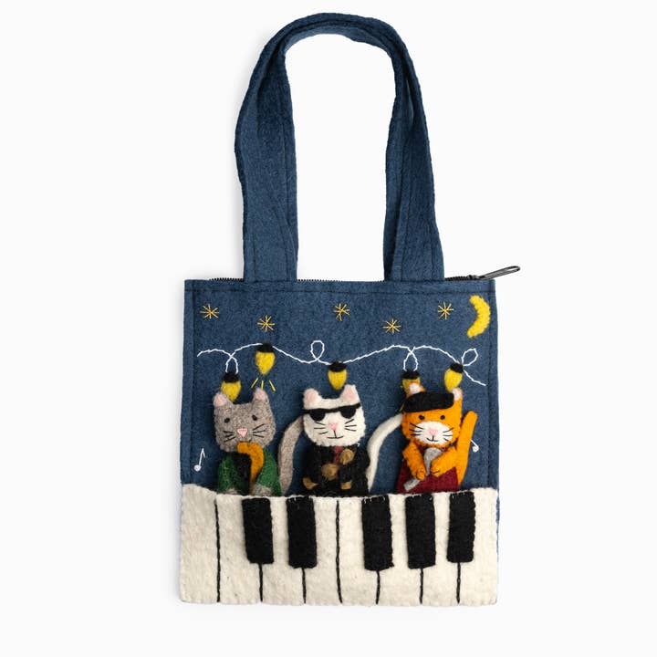 Global Goods Partners - Wholesale Finger Puppet - Kids & Baby - Felt Puppet Bag Jazz Cats