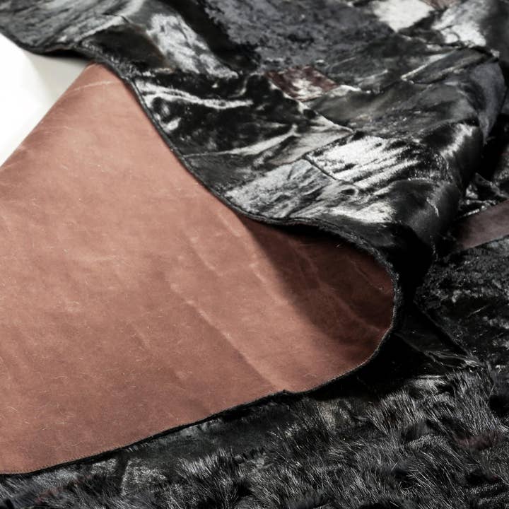Karelias And Sons - Wholesale Area Rug - Jet Black Cowhide Patchwork Rug2