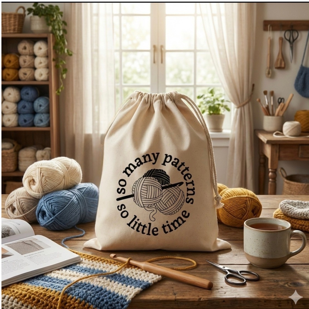 Anna B. Shop – wholesale Knitting/Crochet Supplies – So Many Patterns So Little Time Project Bag, Crochet, Knit6