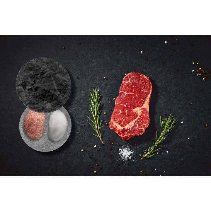 Fox Run Brands - Wholesale Salt Mill - Fox Run Black Marble Double Salt Cellar, 4” x 4” x 2.5”