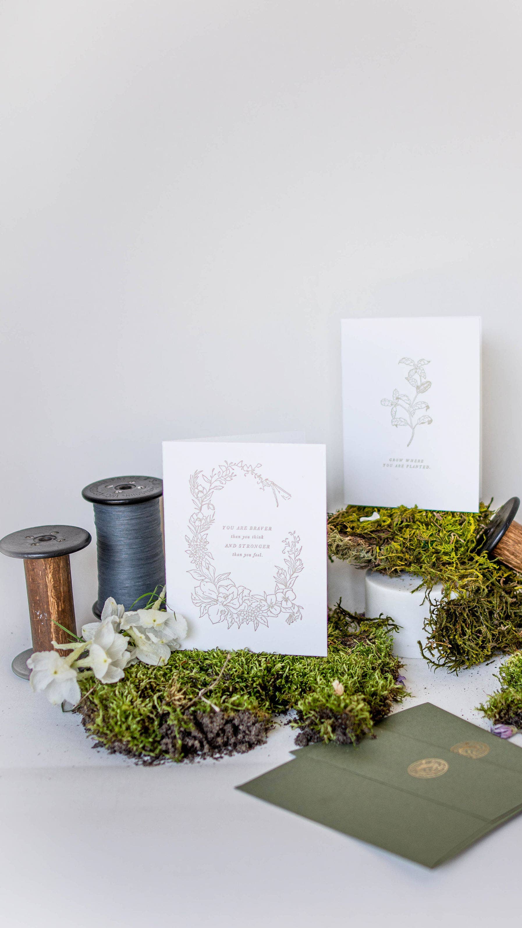 Ciarra Claire - Wholesale Encouragement Card - Braver and Stronger | Botanical Greeting Card3