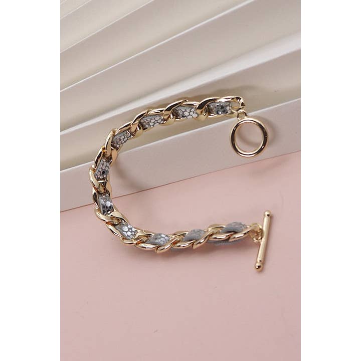 JOSSLYN by wall to wall - Wholesale Link & Chain Bracelet - FAUX LEATHER CHAIN BRACELET | 10B2120501