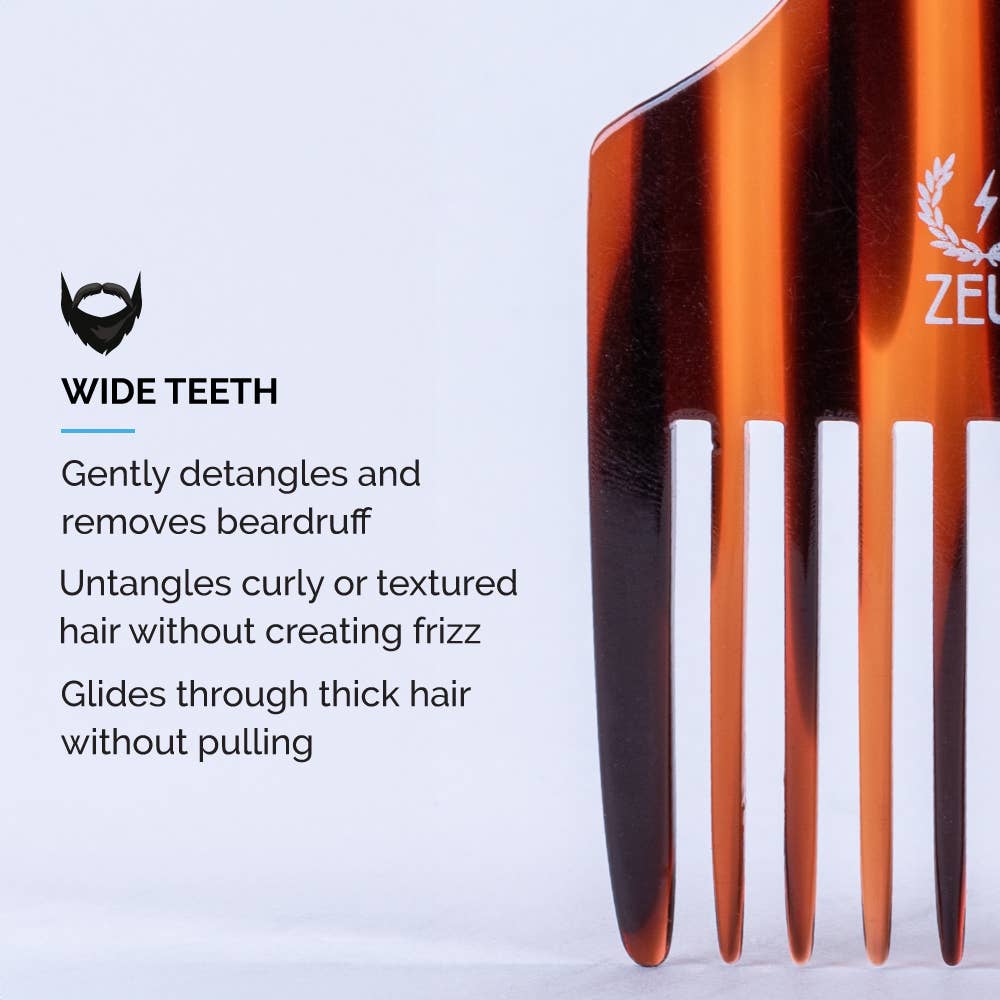 Zeus Beard - Wholesale Hair Brush/Comb - Acetate Beard/Afro Pick, 5.25”3