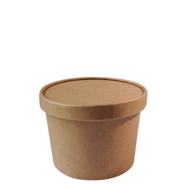 16oz Disposable Kraft Paper Food Soup Cup w/Paper Vented Lid for wholesale by EcoQuality