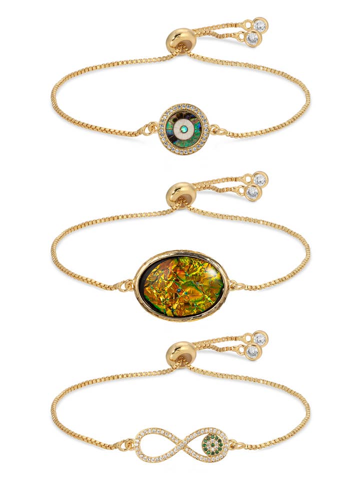 Abalone Evil Eye & Infinity armbandenset voor wholesale door Eye Candy Los Angeles