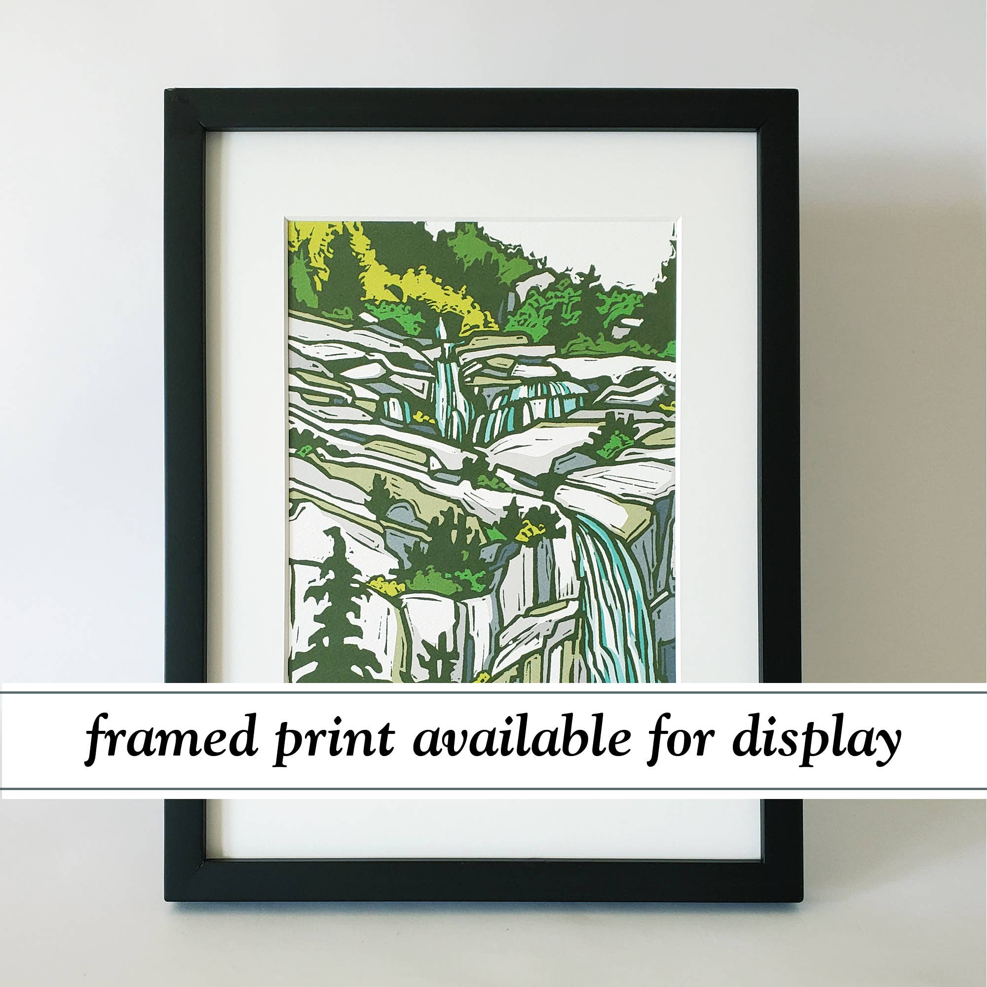Little Green - Wholesale Art Print - Mountain Waterfall Landscape Matted Art Print 8.5x115