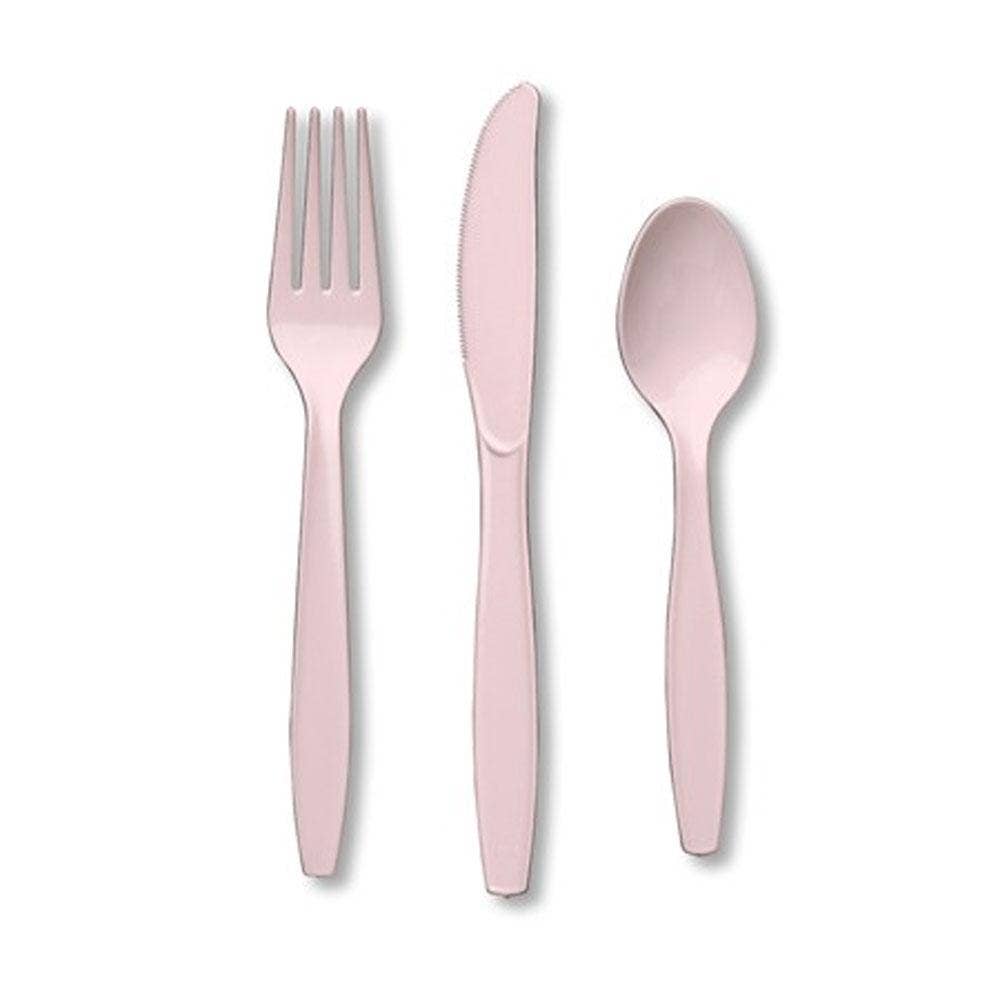 KT Supply - Vente Lots de vaisselle jetable - Assortiment de couverts en plastique haut de gamme Classic Pink, boîte de 2880