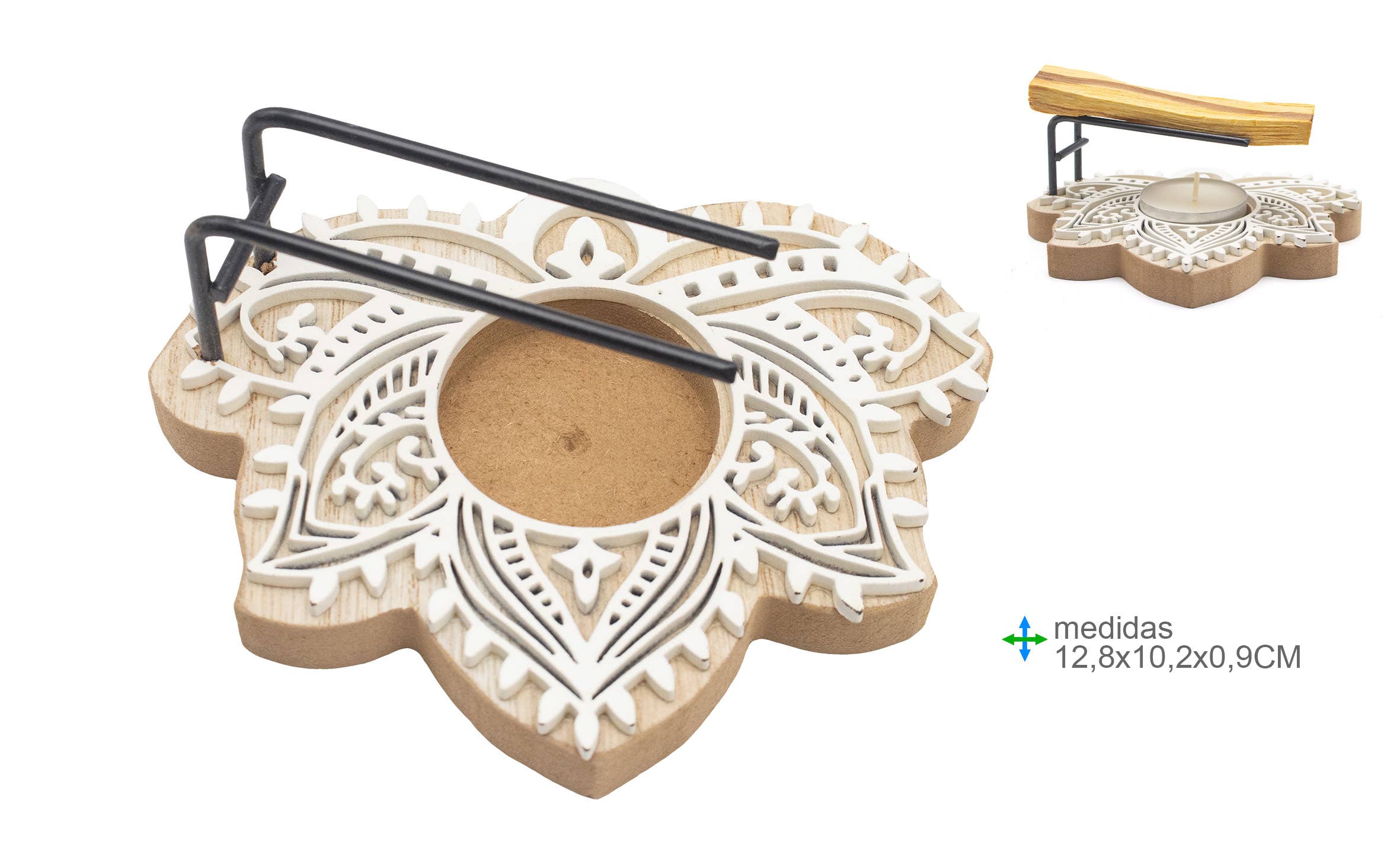 Esoterica Arte – Porta-incenso por atacado – Queimador Madeira 12,8x10,2x0,9cm (4unid)0