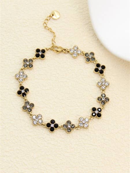 Armband med klöver pavé av zirkoner – smyckesglans i stål för wholesale av BELLISSIMA BIJOUX