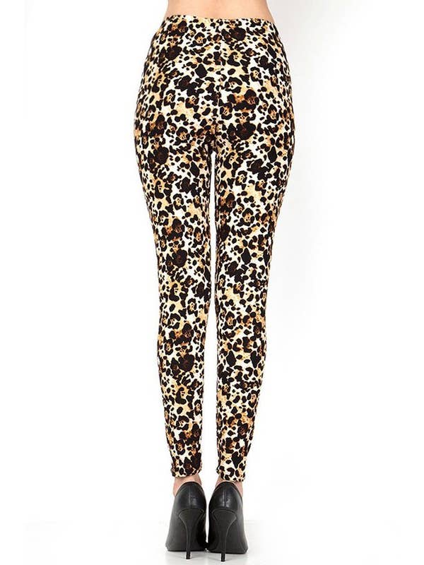 Brun PLUS F643 PLUS SIZE LEOPARD PRINT LEGGINGS for engroshandel på Faire