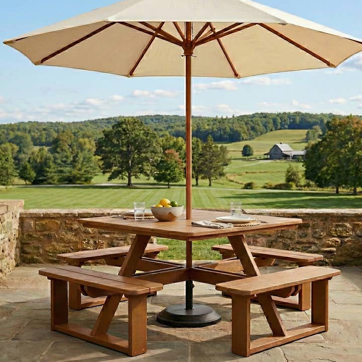 Keystone Amish Co. Poly Composite Square Walk-In Picnic Table for wholesale by The Porch Swing Company
