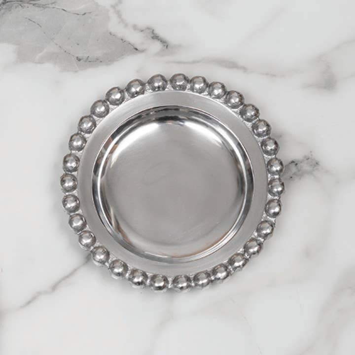 India Handicrafts Inc - Wholesale Decorative Tray - Beaded Edge Round Tray, Sm, 12
