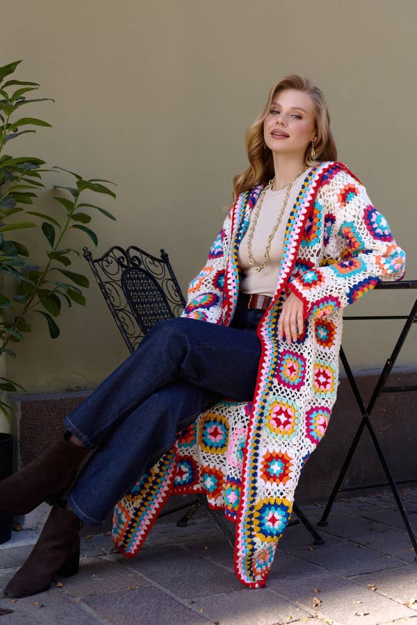 SAACHI – Engroshandel Kimono - Dame – Hæklet uldhætte Kimono Lang41