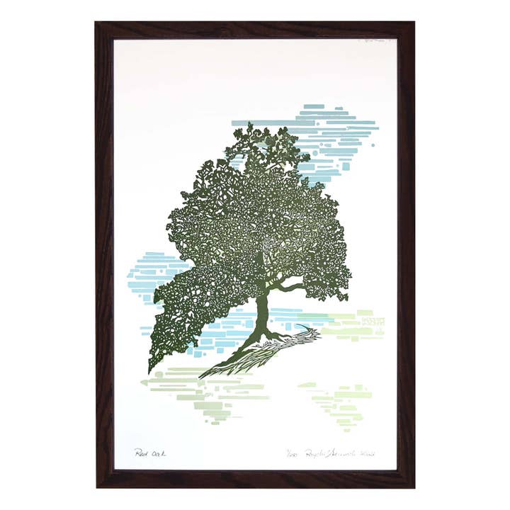 Current Location Press – wholesale Art print – Red Oak - Limited Edition Letterpress Print1