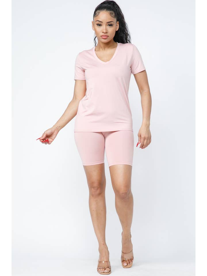 Boswell - Wholesale Lounge Set - Women's - Solid Top and Biker Shorts Set5