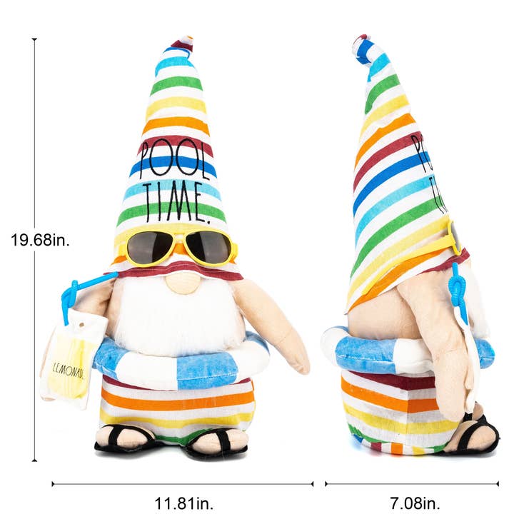 DesignStyles Home - Wholesale Decorative Figurine - Rae Dunn “Pool Time” Colorful Summer Pool Gnome with Float