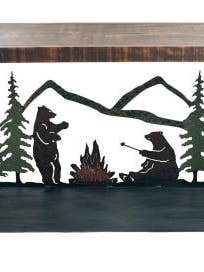 Iron Rectangle Sofa Table with Pine Stain & Bear Accent for wholesale by Coast Lamp Mfg