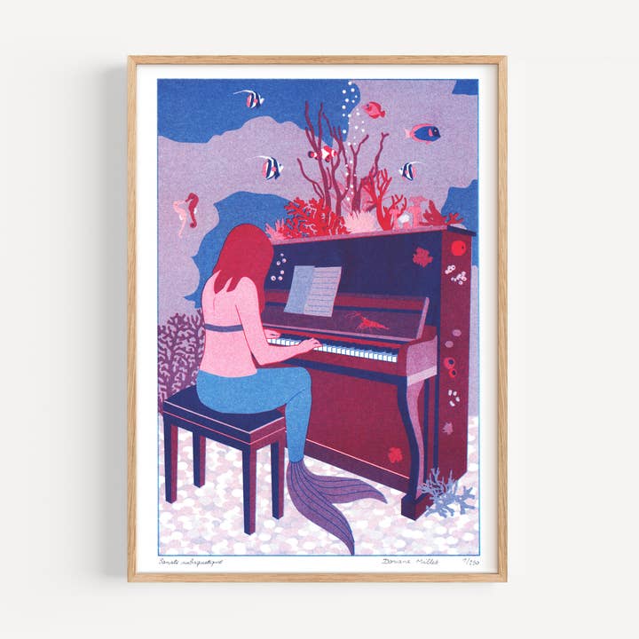 Subaquatic Sonata - A4 Risograph - Limited Edition for wholesale by Doriane Millet