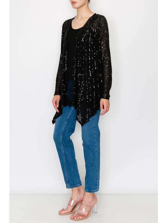 ALL SEQUIN CARDIGAN - 4637 BLACK for wholesale on Faire