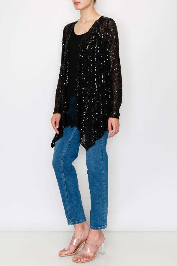 ALL SEQUIN CARDIGAN - 4637 BLACK for wholesale on Faire