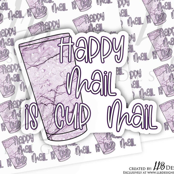 Purple Happy Mail | Adesivi per imballaggio | Branding aziendale | Adesivi per piccoli negozi | Adesivo #: S0169 | Pronto per la spedizione per la vendita all'ingrosso da parte di LLB Designs Studio