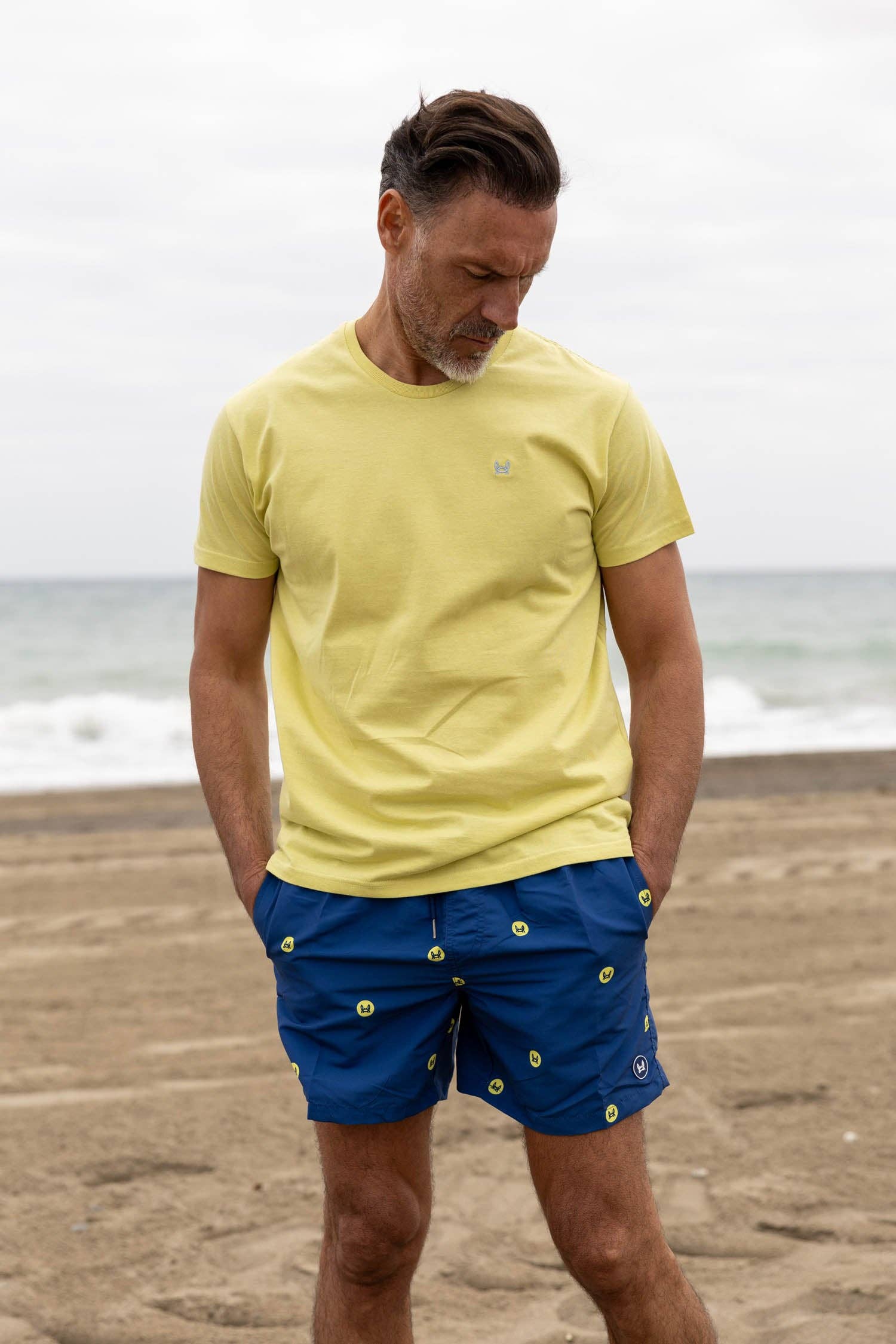 Custi Mikelo: Men's Clothing & Christmas Gifts - Wholesale Swim Shorts - Men's - Yellow Crab Print Swimsuit2