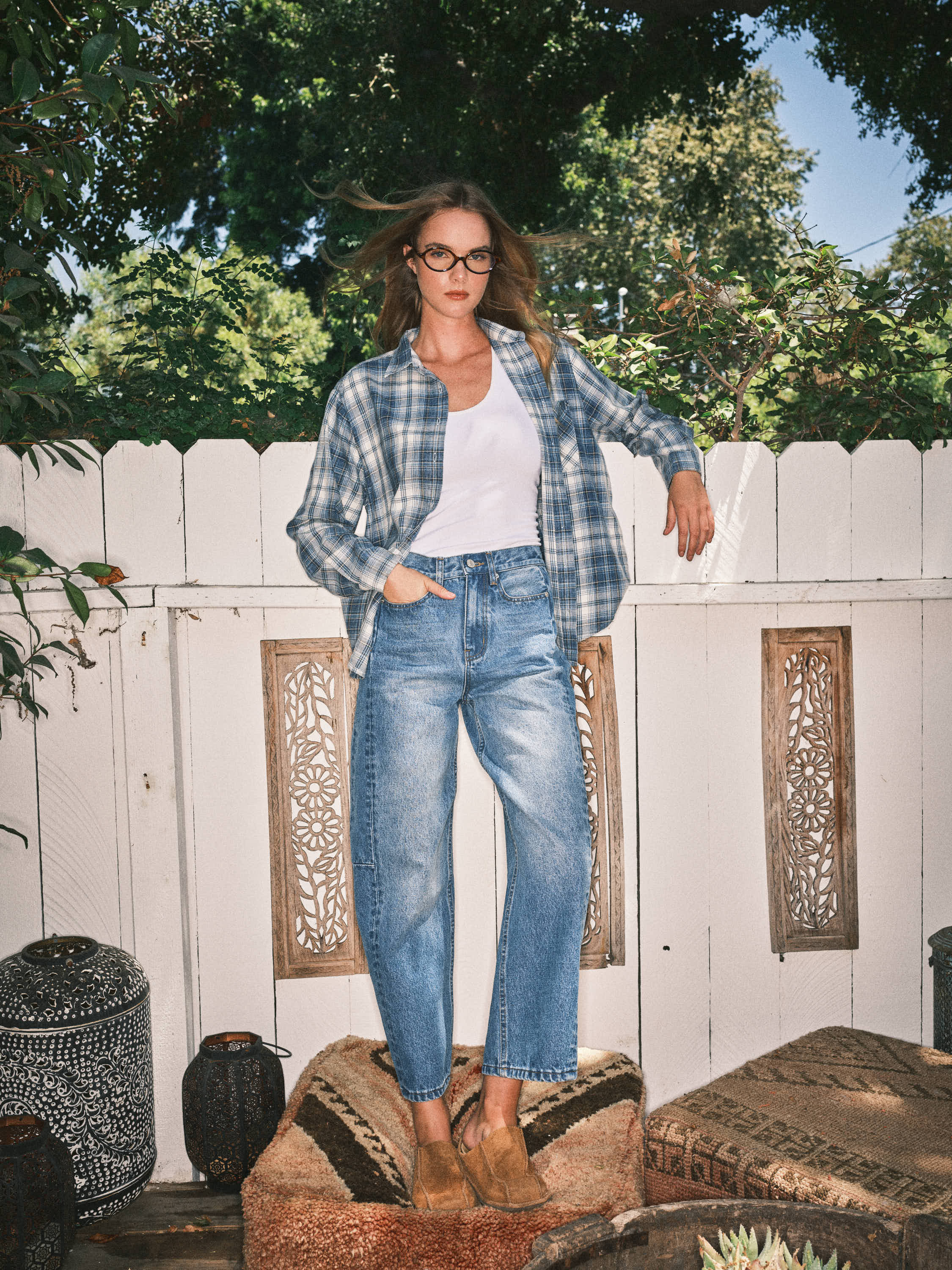 Aaron & Amber - Wholesale Button Down Shirt - Women's - AJT5465 SUPER SOFT WASHED COTTON PLAID SHIRTS	2